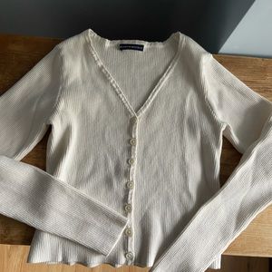 Brandy Melville white button up long sleeve